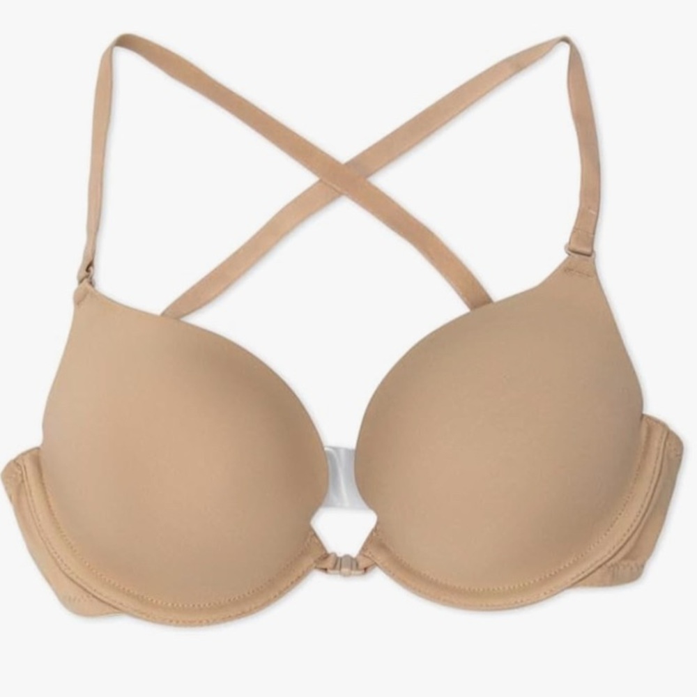 NWT Capezio Beige Underwire Demi Bra + Clear Straps. Minimal show